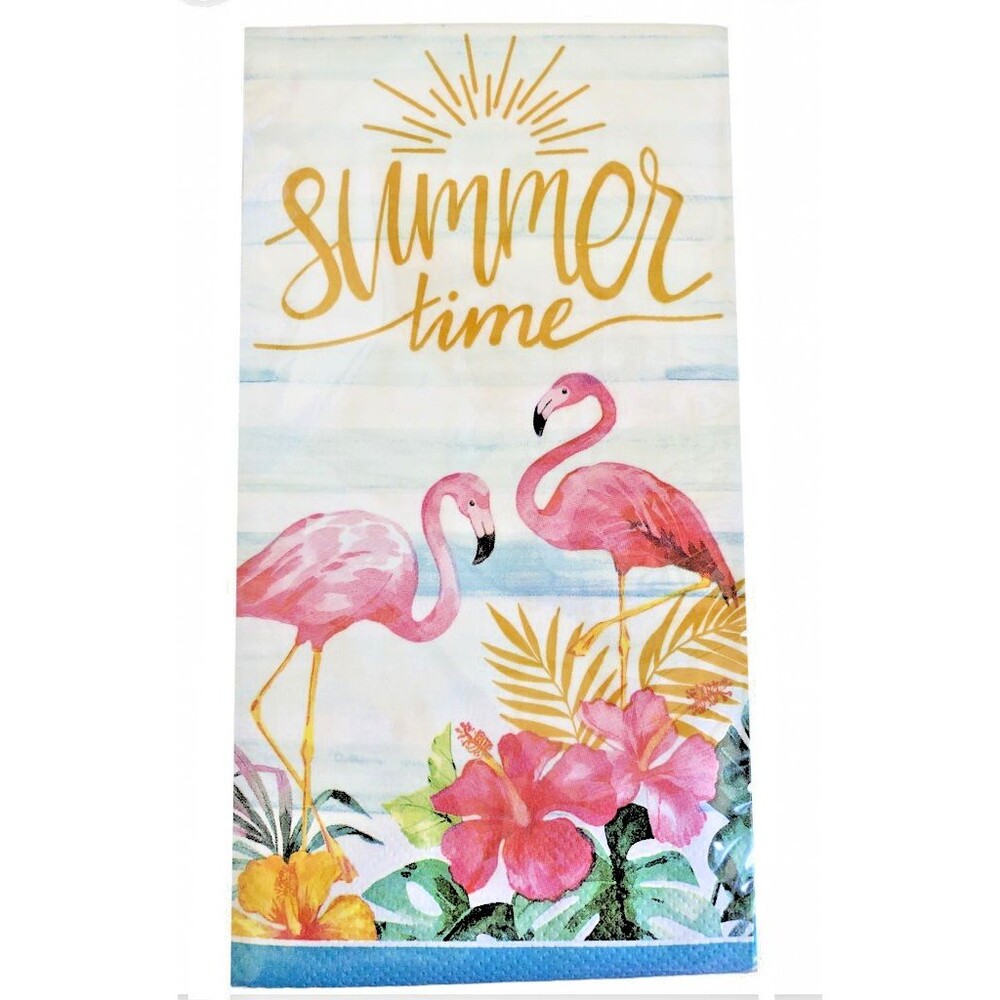 Flamingo Paper Hand Towels Napkins Bath Summer Beach Decoupage 26 pk Set of 2